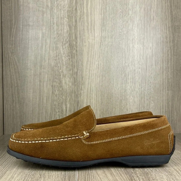 Faconnable Shoes Mens Size 7/40 Moccasin Slip On Driving Loafers Suede Brown - Picture 3 of 11